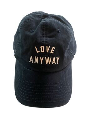 Source Unknown Navy Baseball Cap with "LOVE ANYWAY" Embroidery